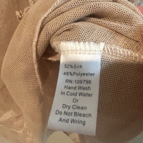 Scully silk and lace Women's Tunic Top Boho Western Chic Taupe Large - Picture 11 of 12